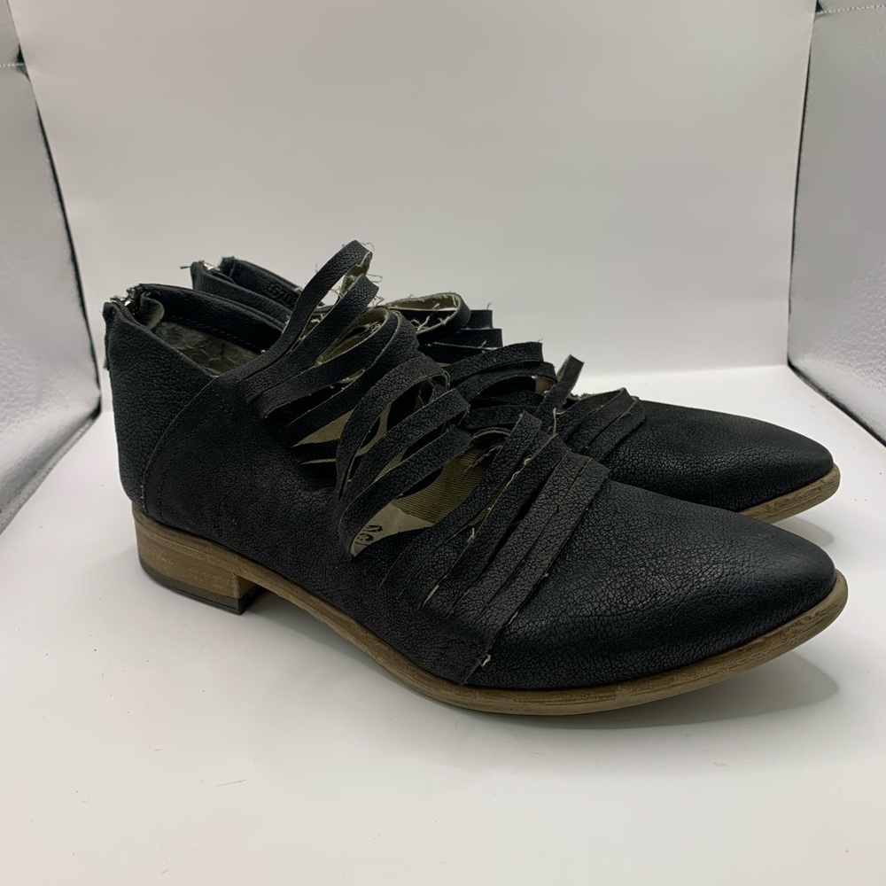 Free People Lost Valley Black Cutout Boho Oxford Ankle Boot Booties Sz 37 US 7 - Picture 1 of 8